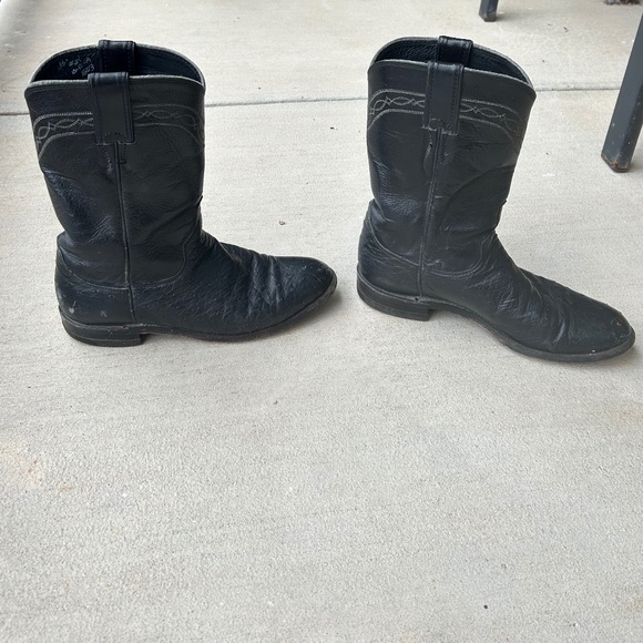 Vintage Justin Boots Western Cowboy Cowgirl Women Genuine Real Leather Roper 6.5 - Picture 3 of 10